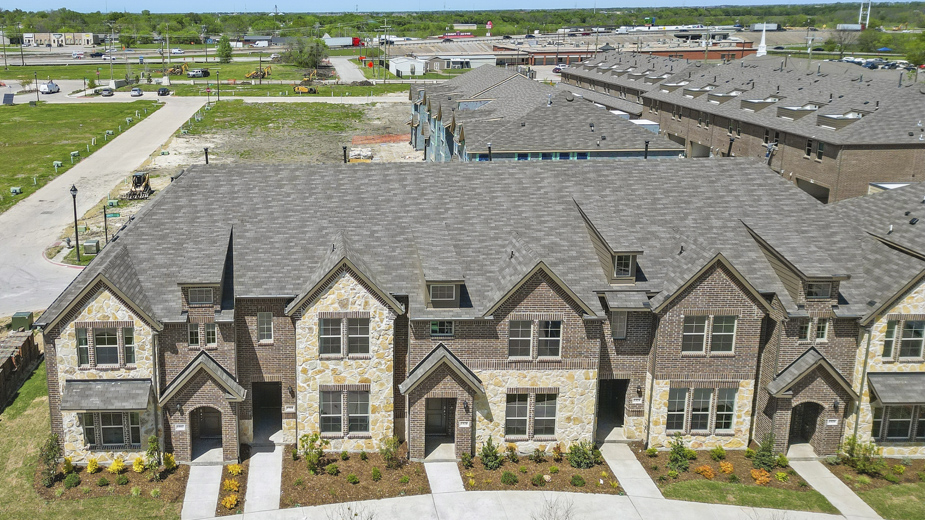 aerial image of townhome block