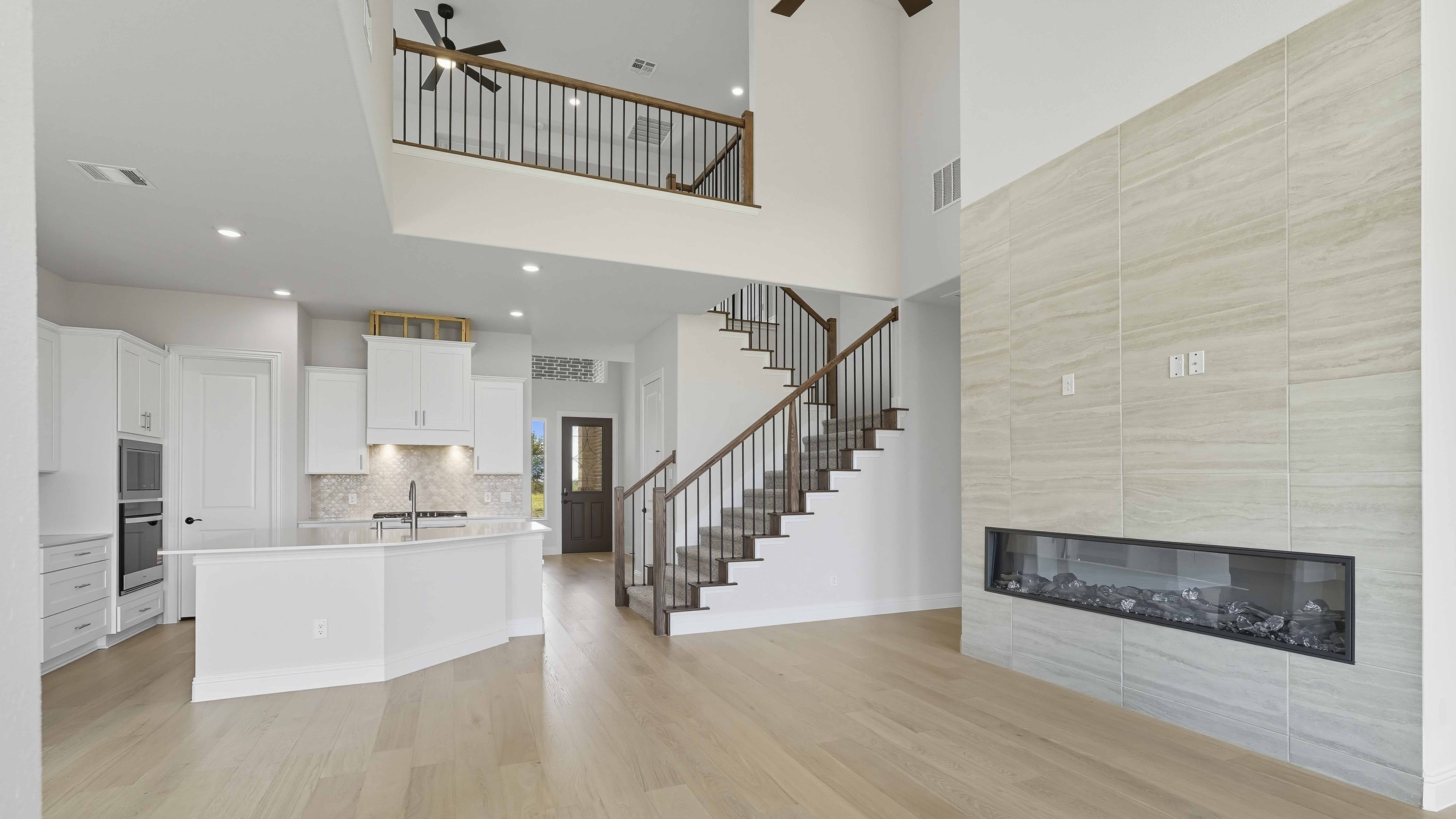 living area and staircase