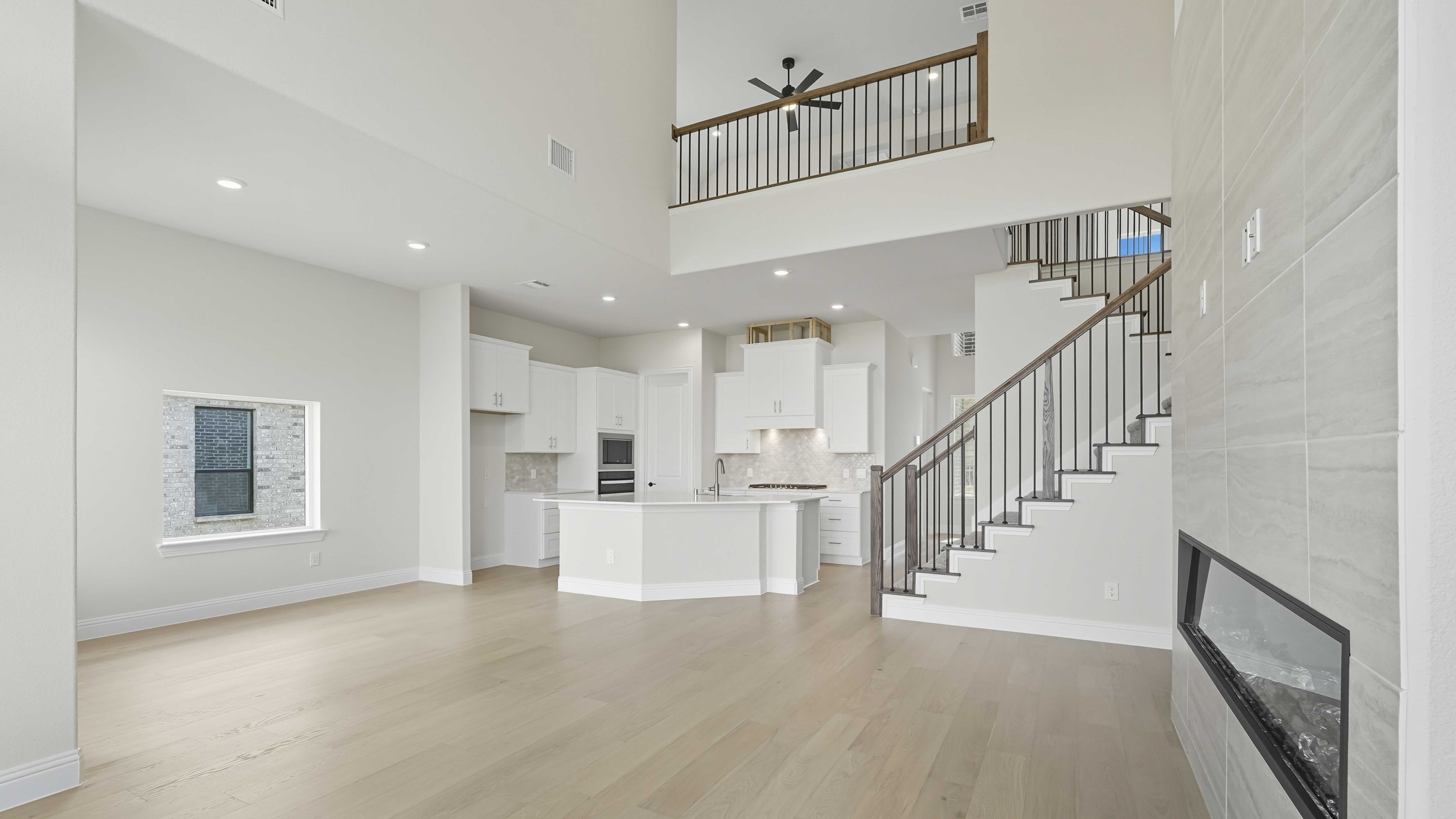 living area and staircase