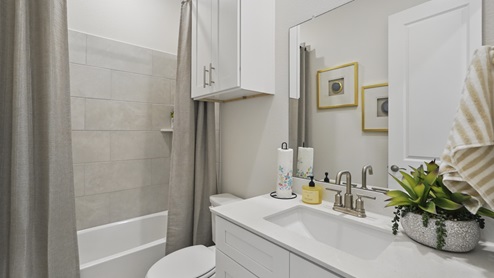 Interior bathroom with full sized shower