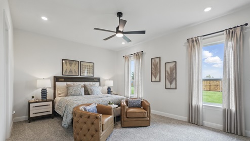 Interior bedroom with large window