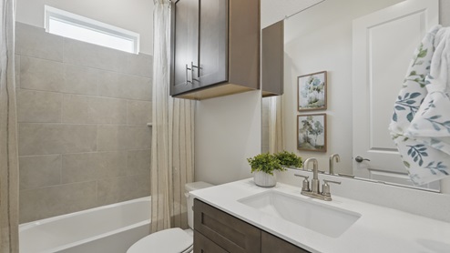 Interior bathroom with full sized shower