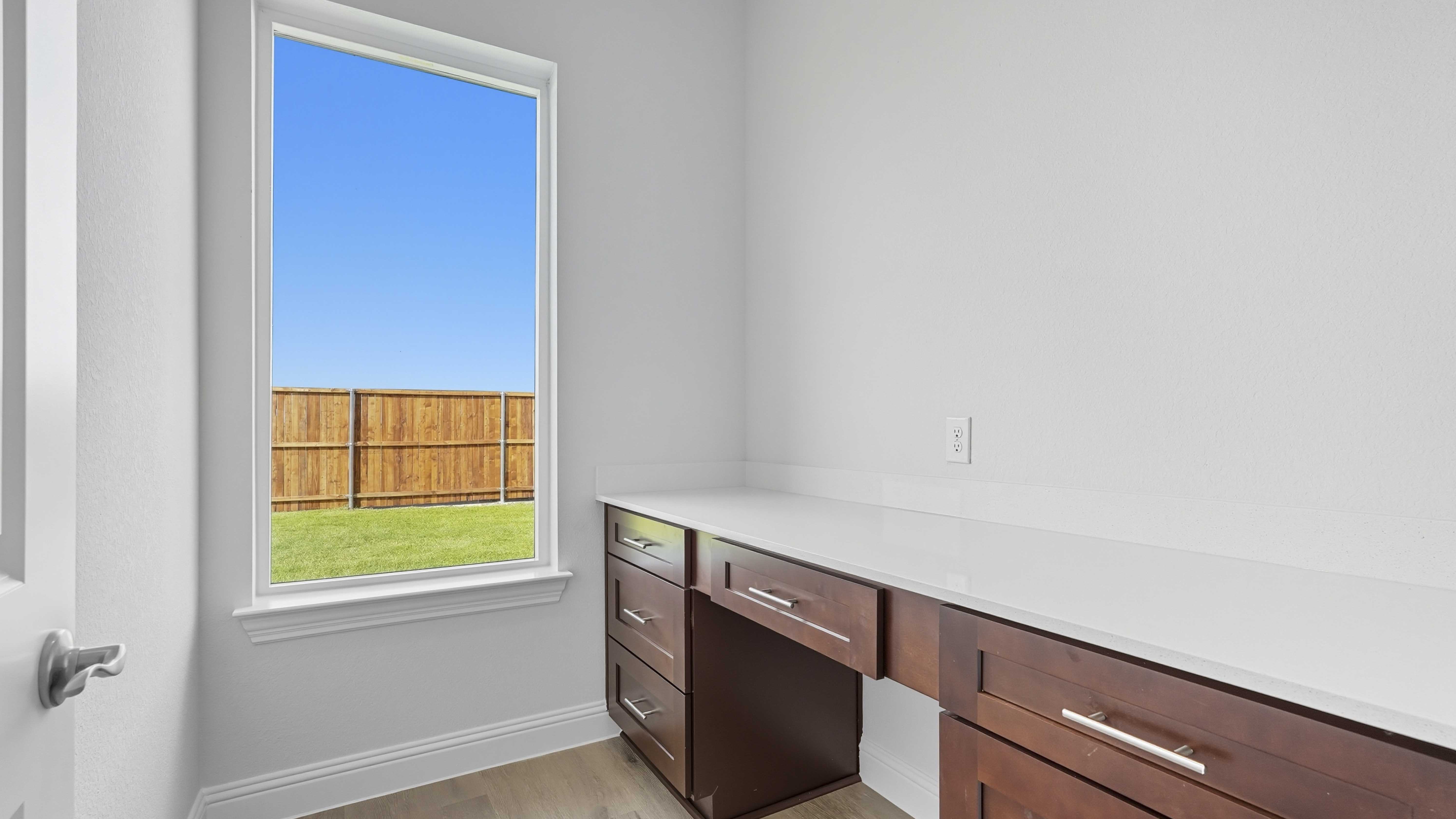 study area with window facing the backyard