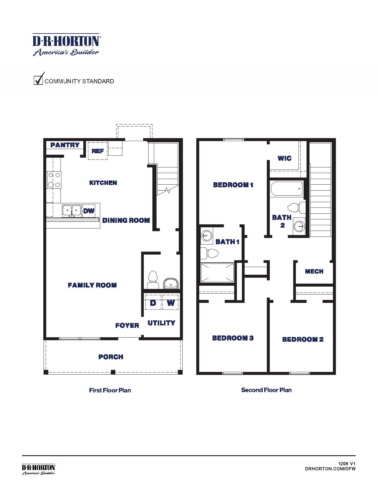 Rendering of a two story cottage style home floorplan