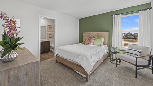 V19 Plan Interior of Primary bedroom with green accent wall