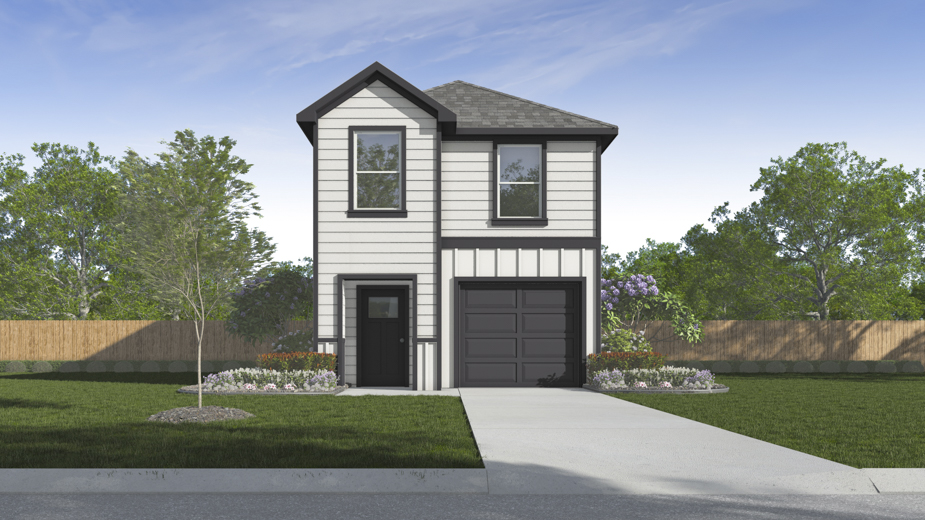 2 story house rendering with 2 car garage