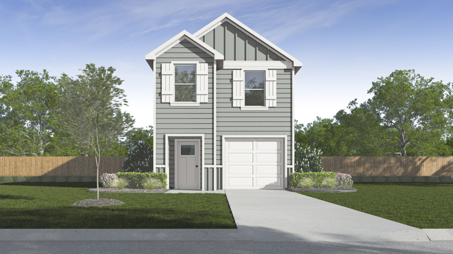 rendering of two story cottage home with siding exterior