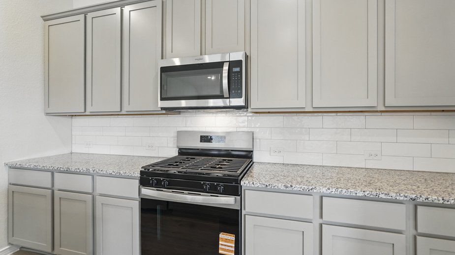 Kitchen area in the open concept layout
