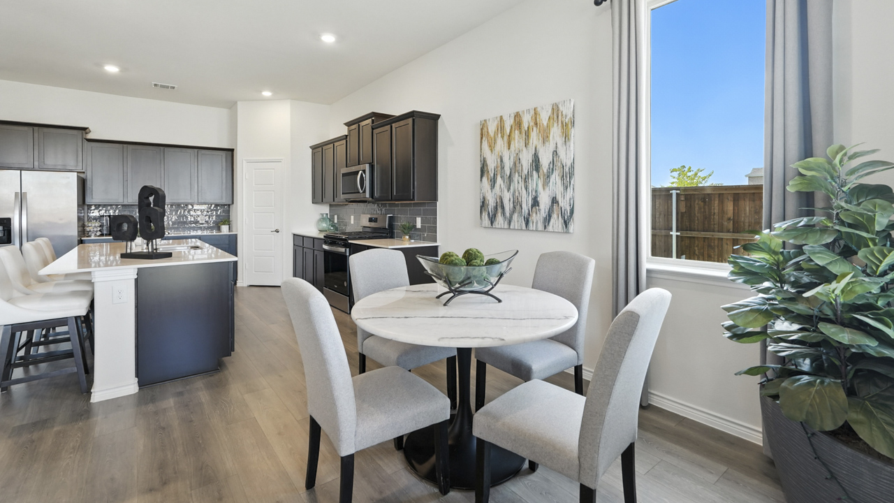 Large living room with open concept view into kitchen
