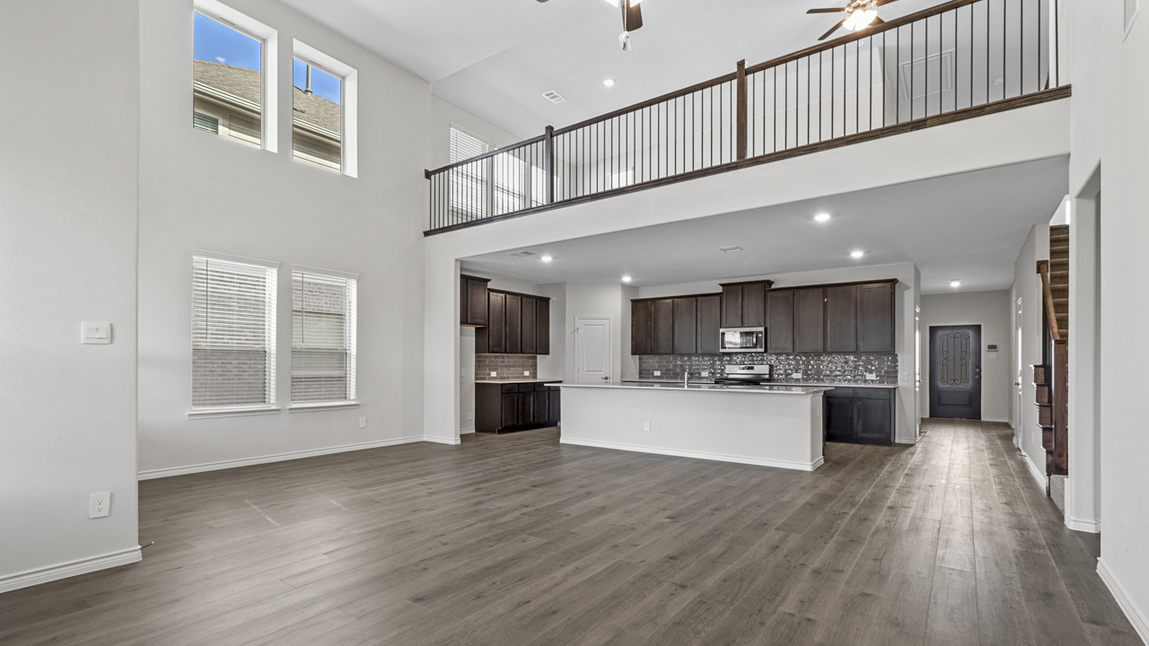 kitchen and living room view with an open concept