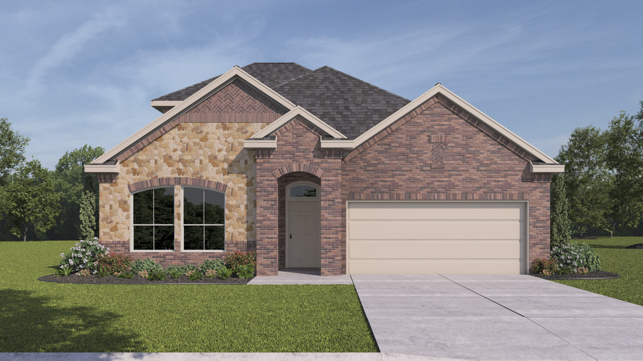 single story home with 2 car garage rendering