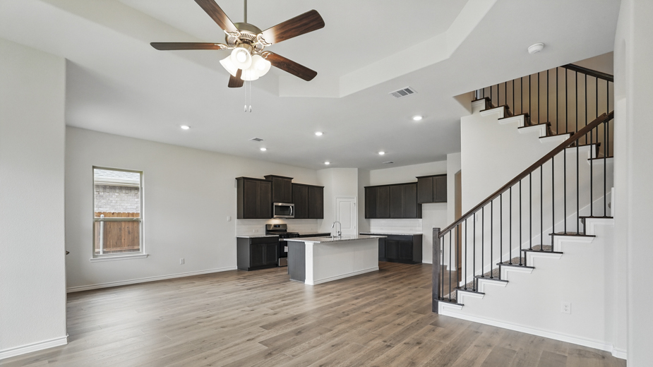 Open concept kitchen and living room.