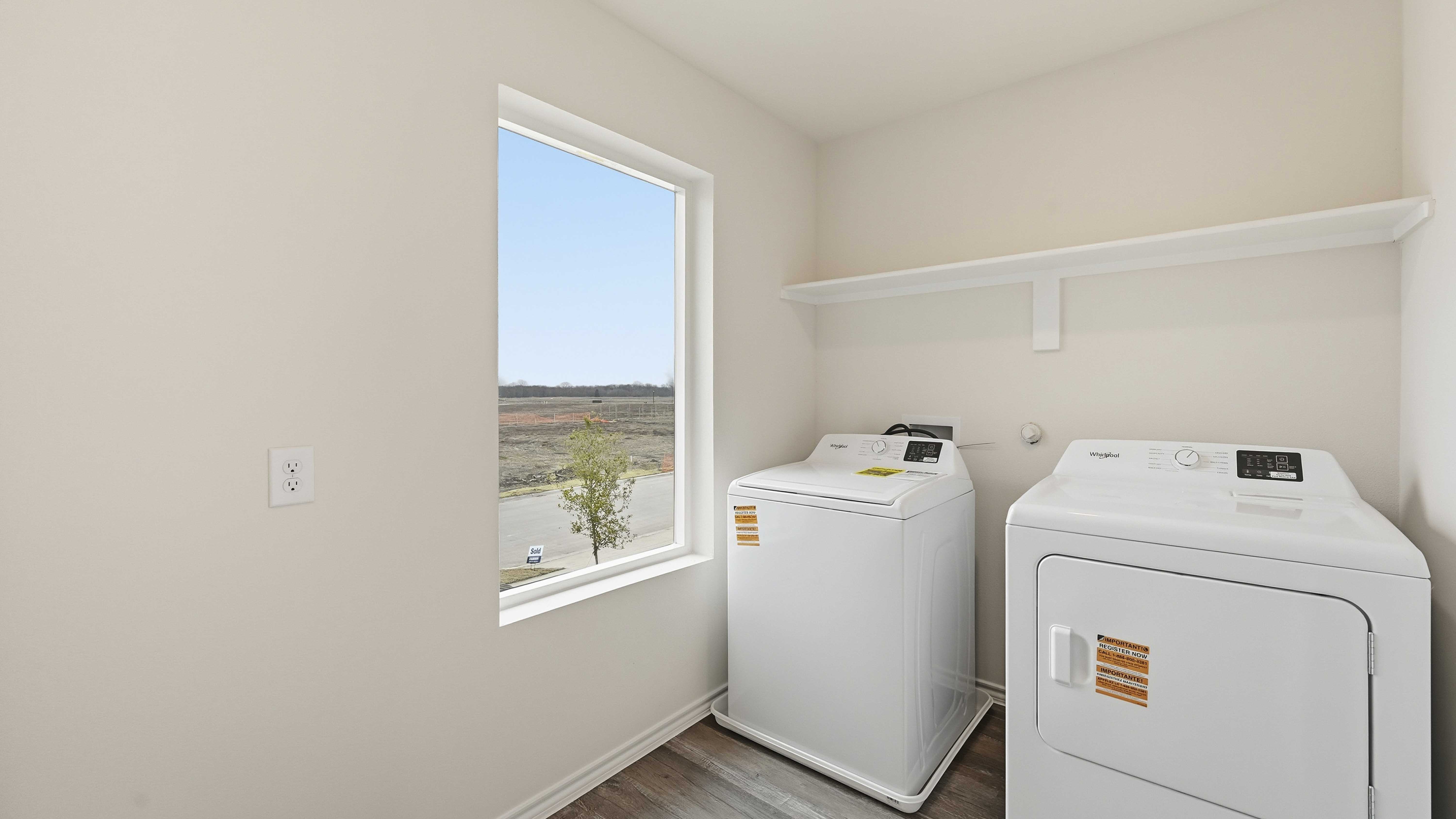 utility area for washer and dryer