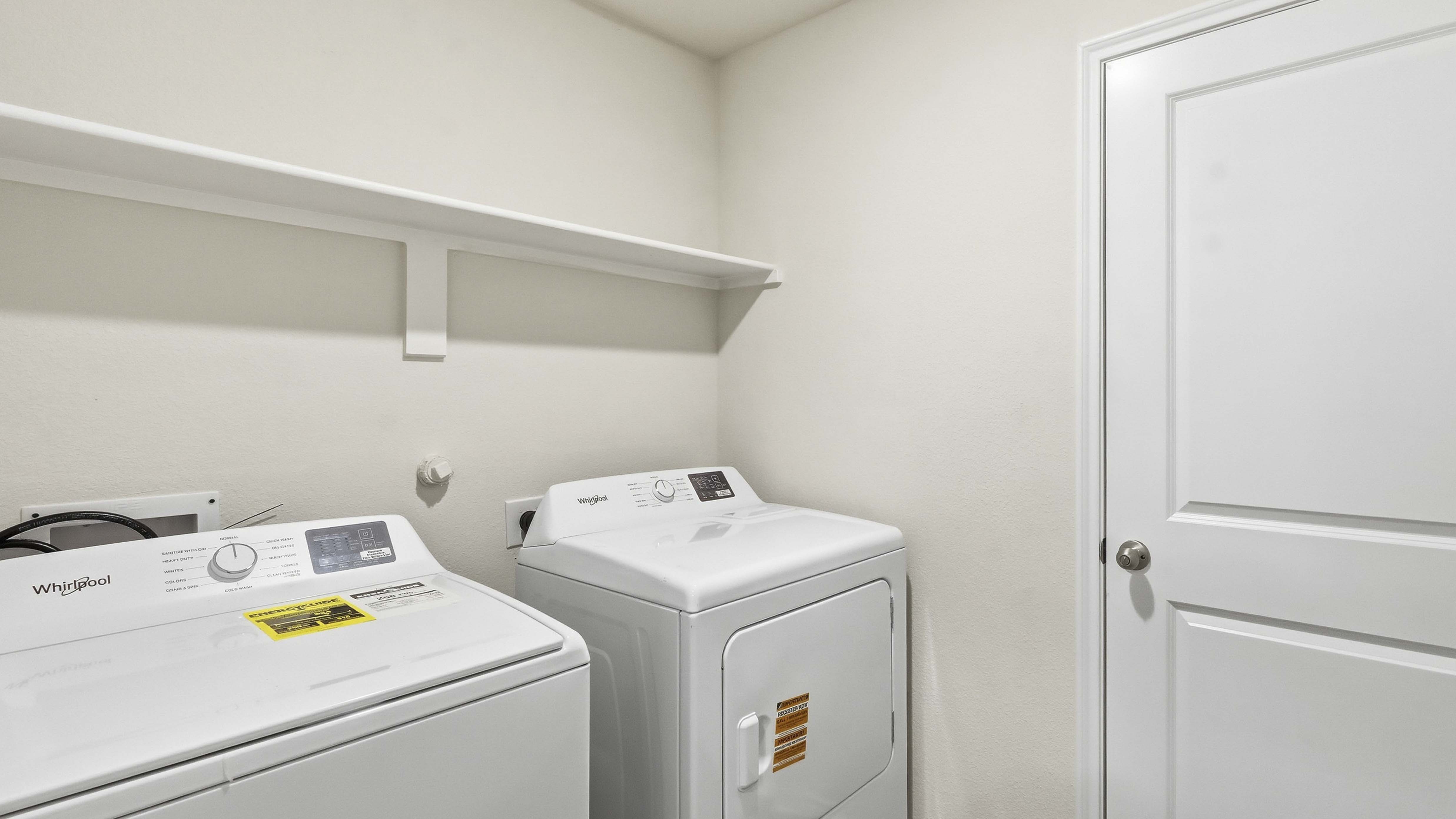 utility area for washer and dryer