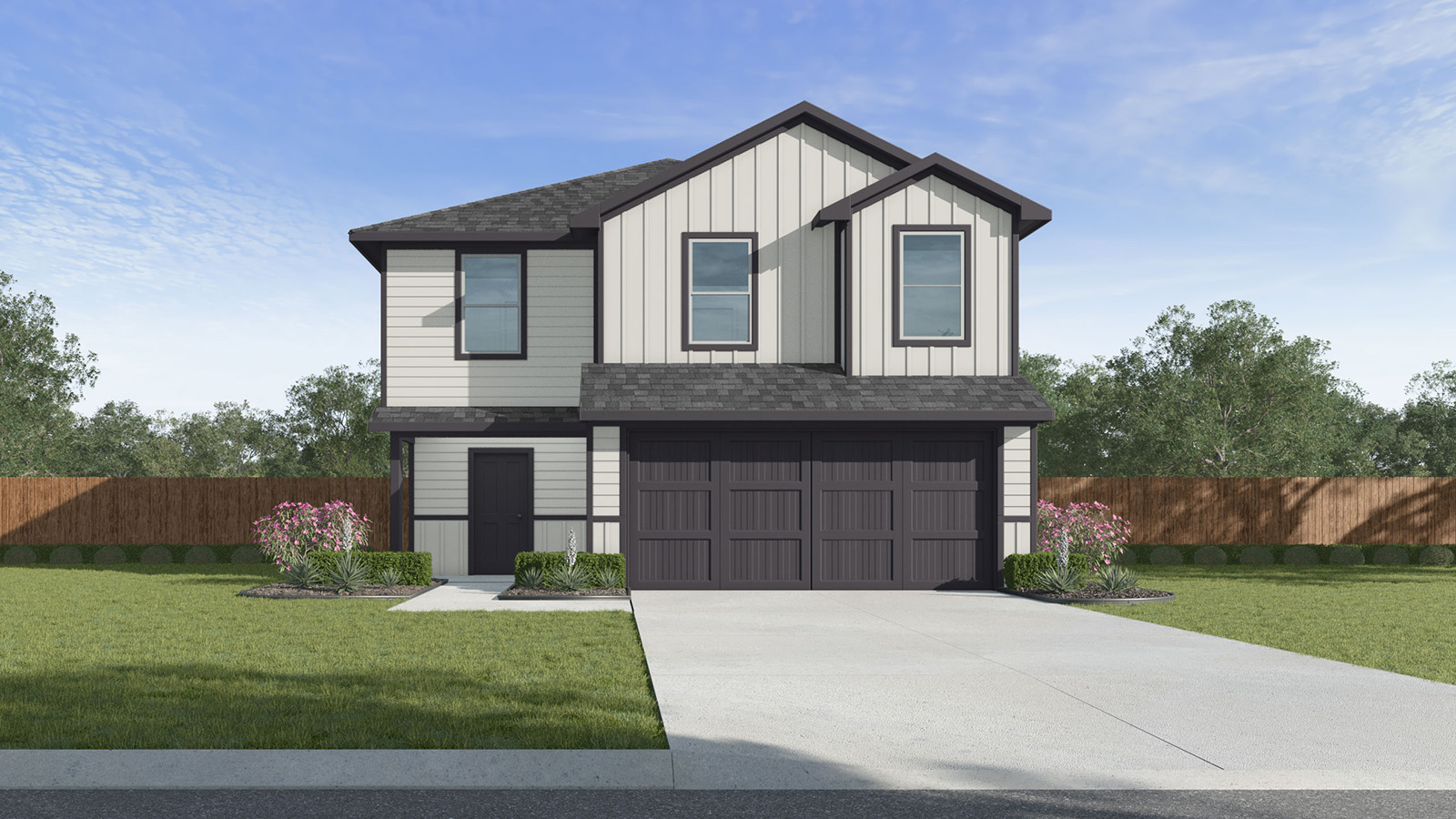 Two story home with siding and a 2 car garage