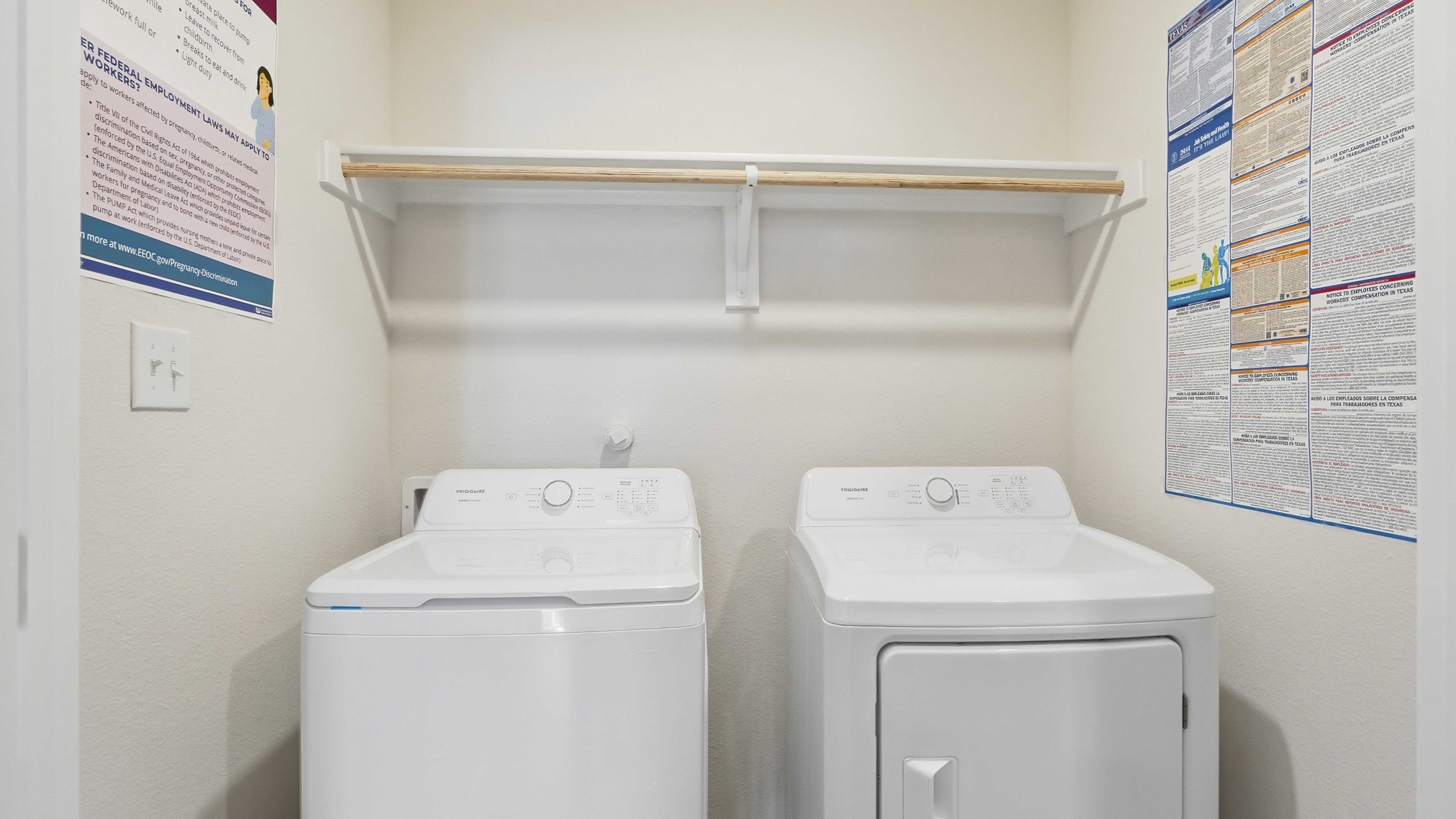 utility area for washer and dryer