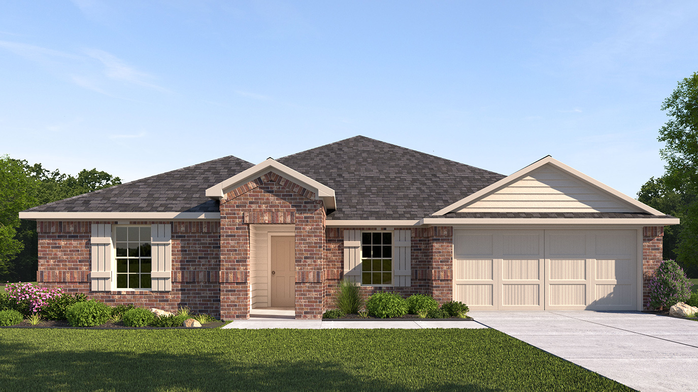rendering of one story home with brick exterior