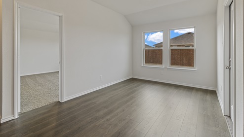 Dining room with double window