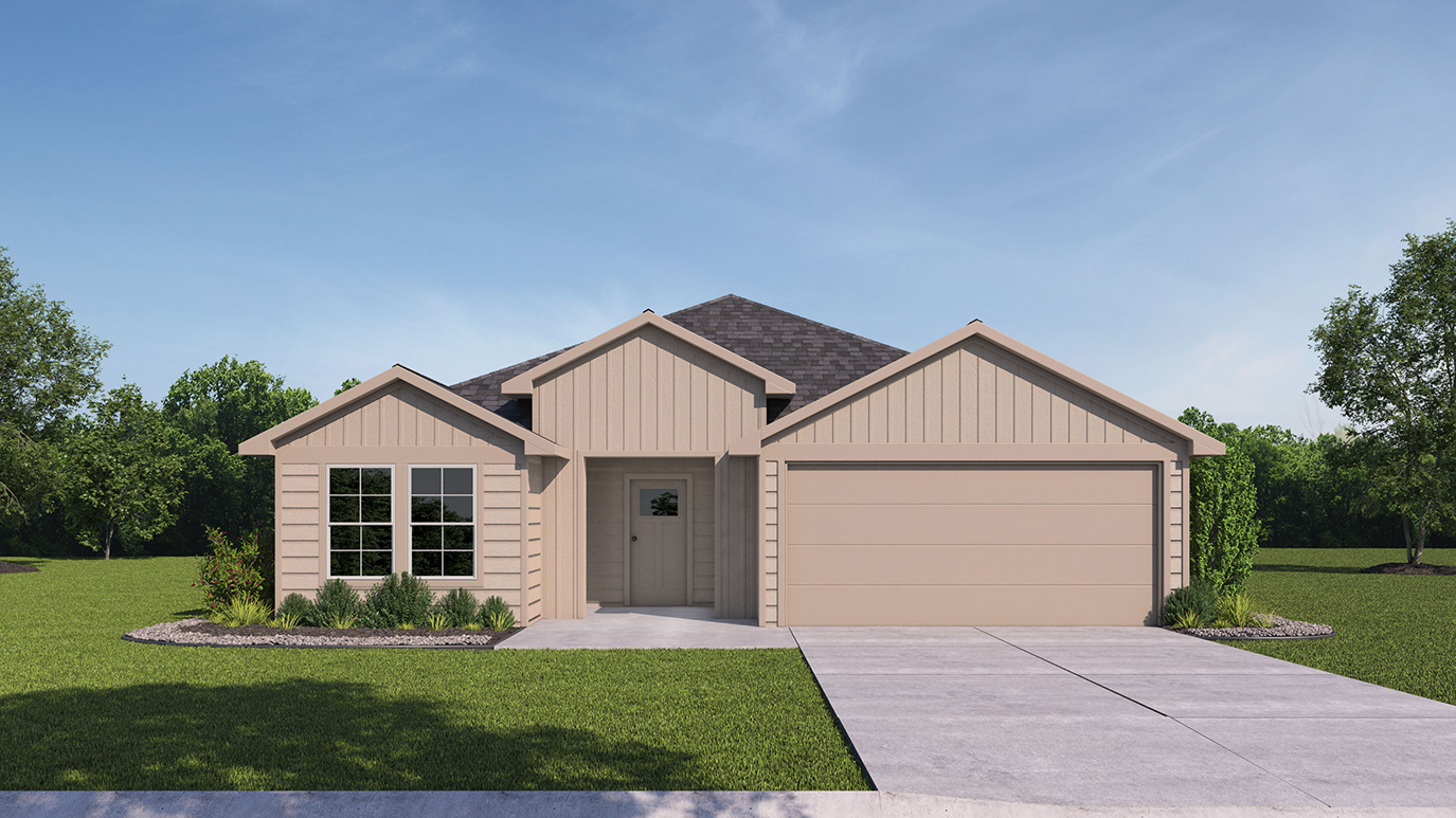 rendering of one story home with siding exterior