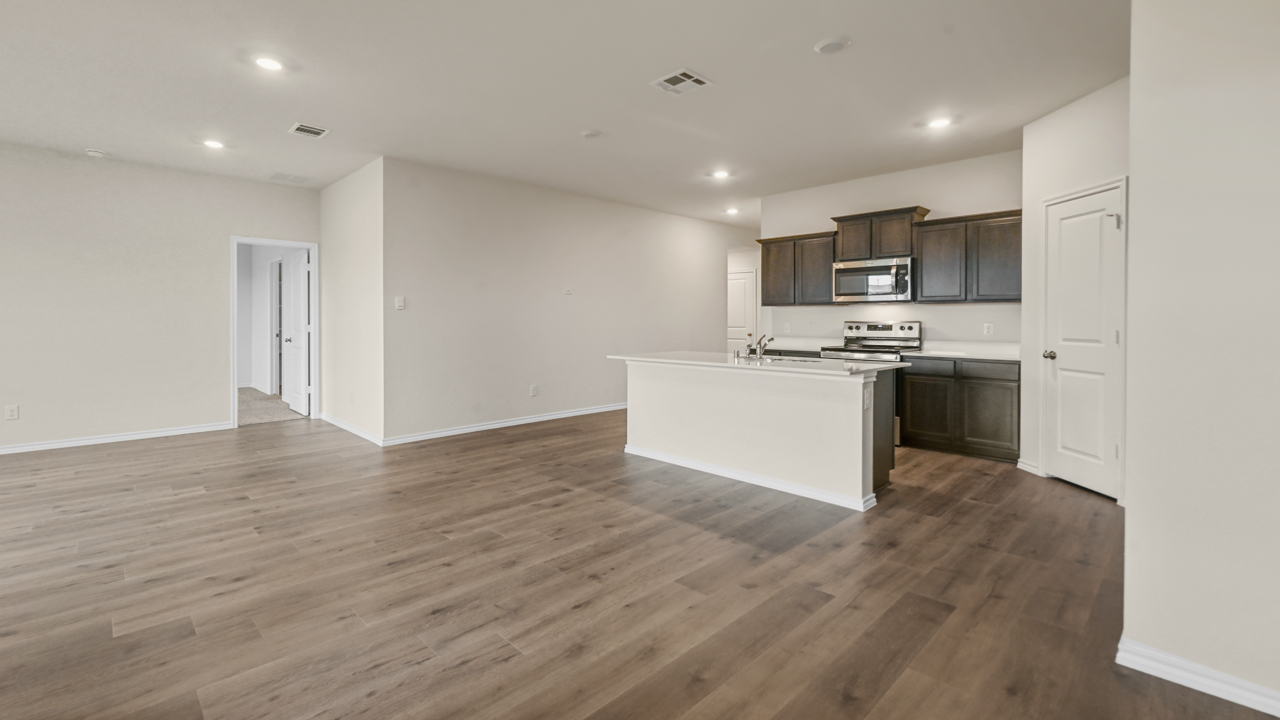kitchen overlooking living room