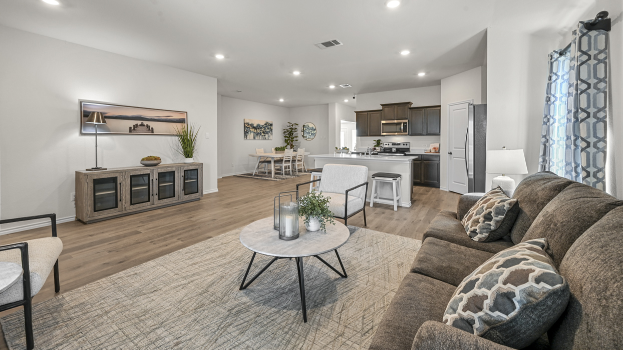 open living room with hardwood flooring