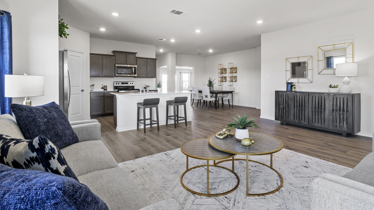 spacious living room with hardwood flooring
