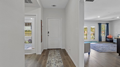 One story model entry way and front door