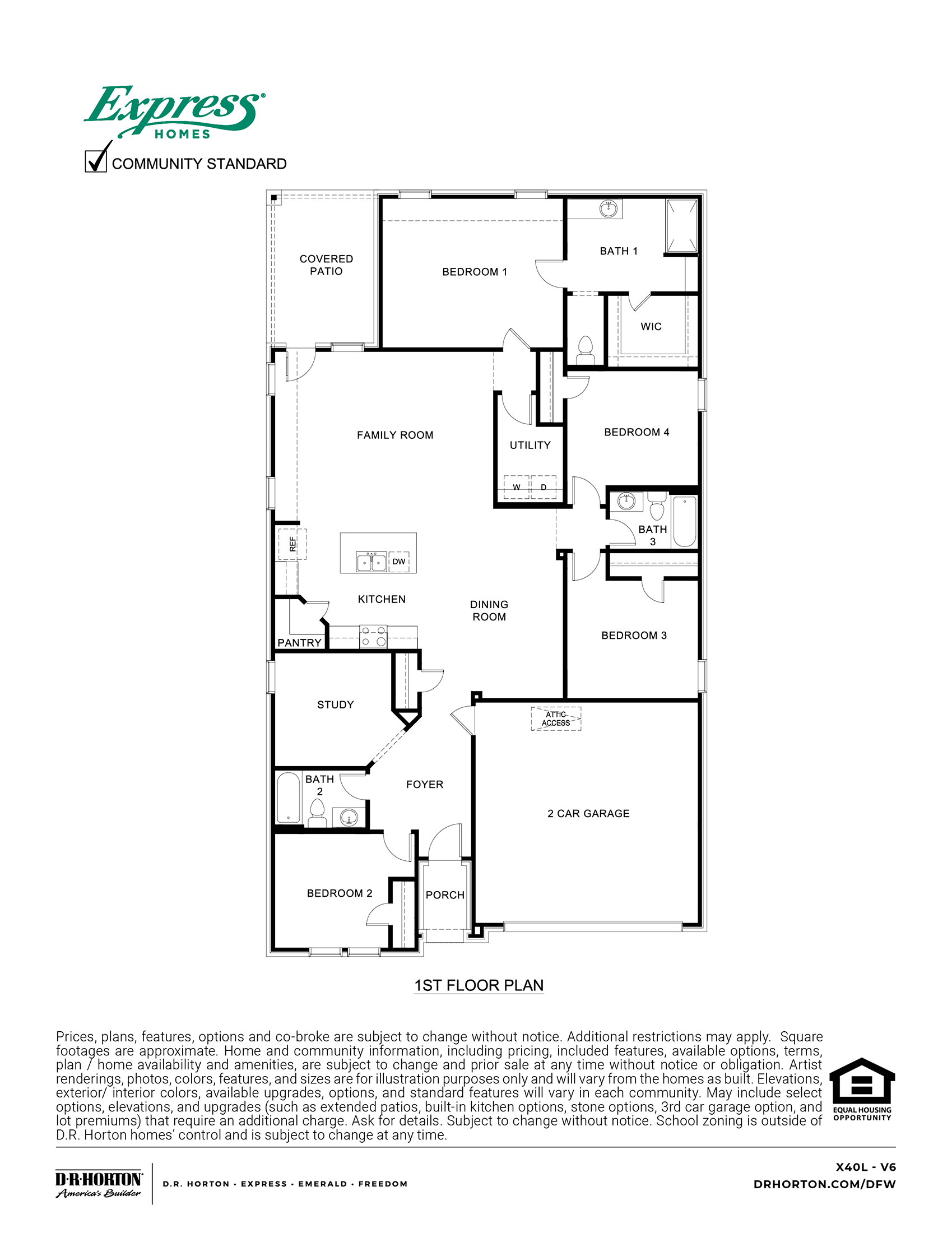 Floor Plan in Stonehaven Caddo Mills, TX D.R. Horton