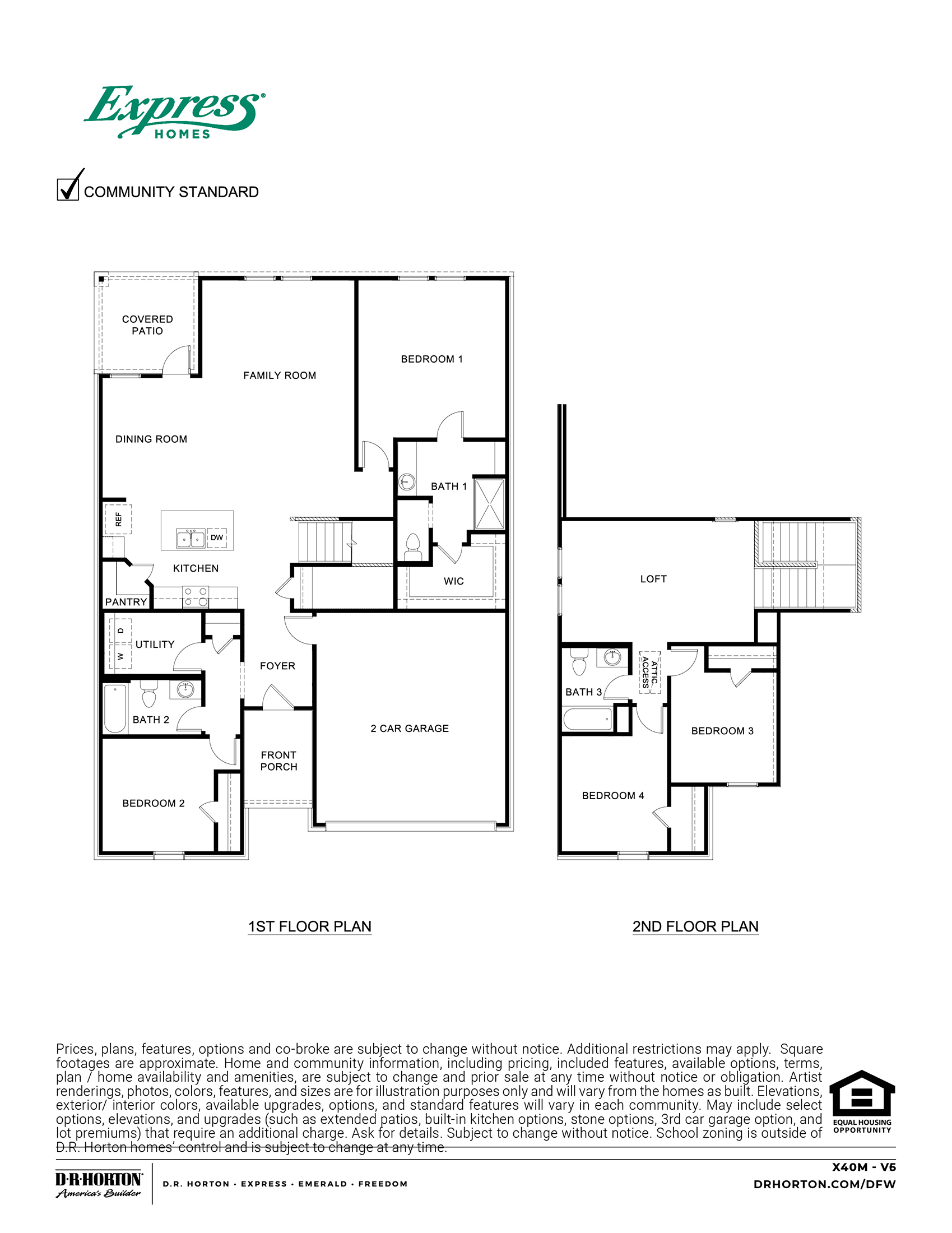 Floor Plan in Stonehaven Caddo Mills, TX D.R. Horton