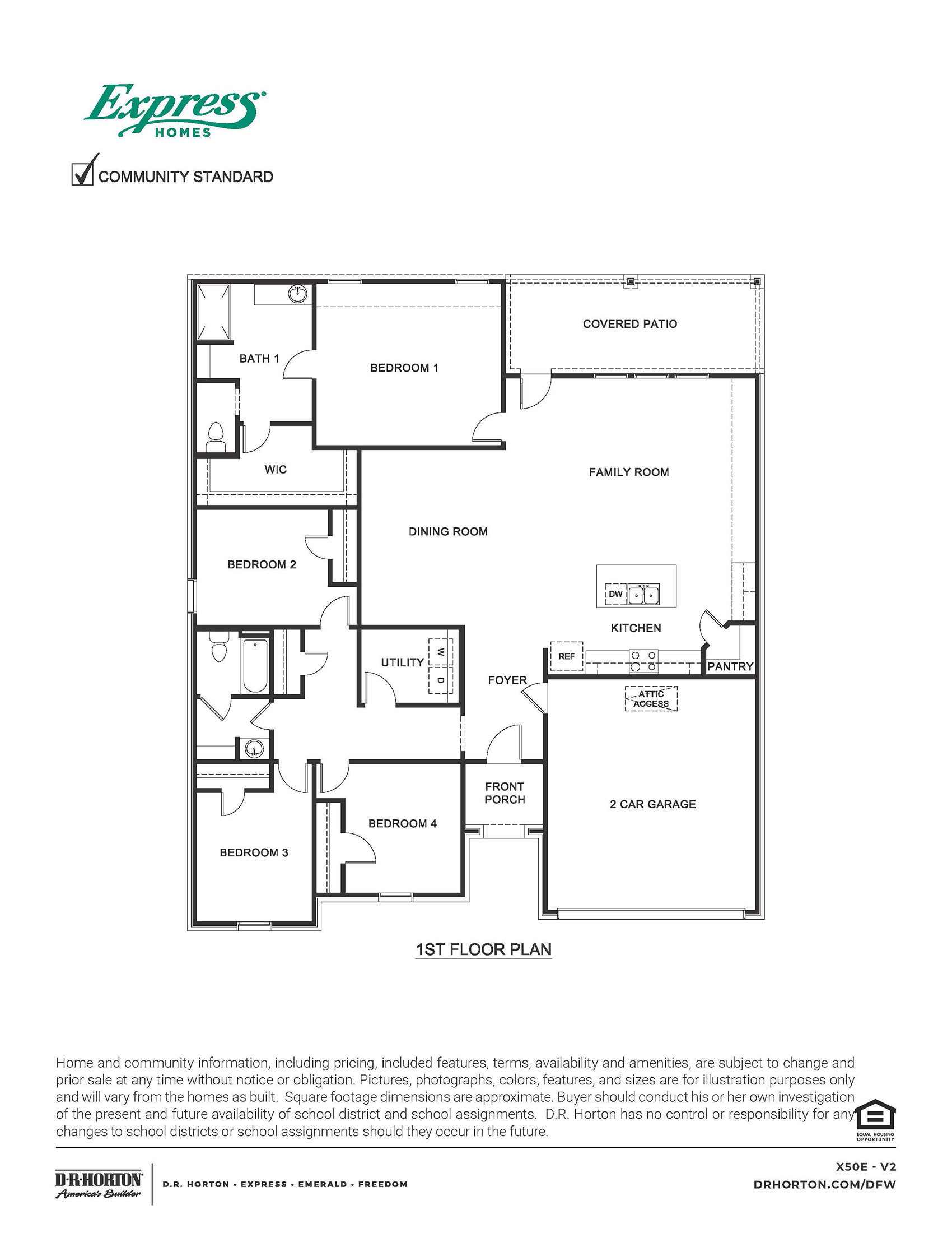 Floor Plan in Stonehaven Caddo Mills, TX D.R. Horton