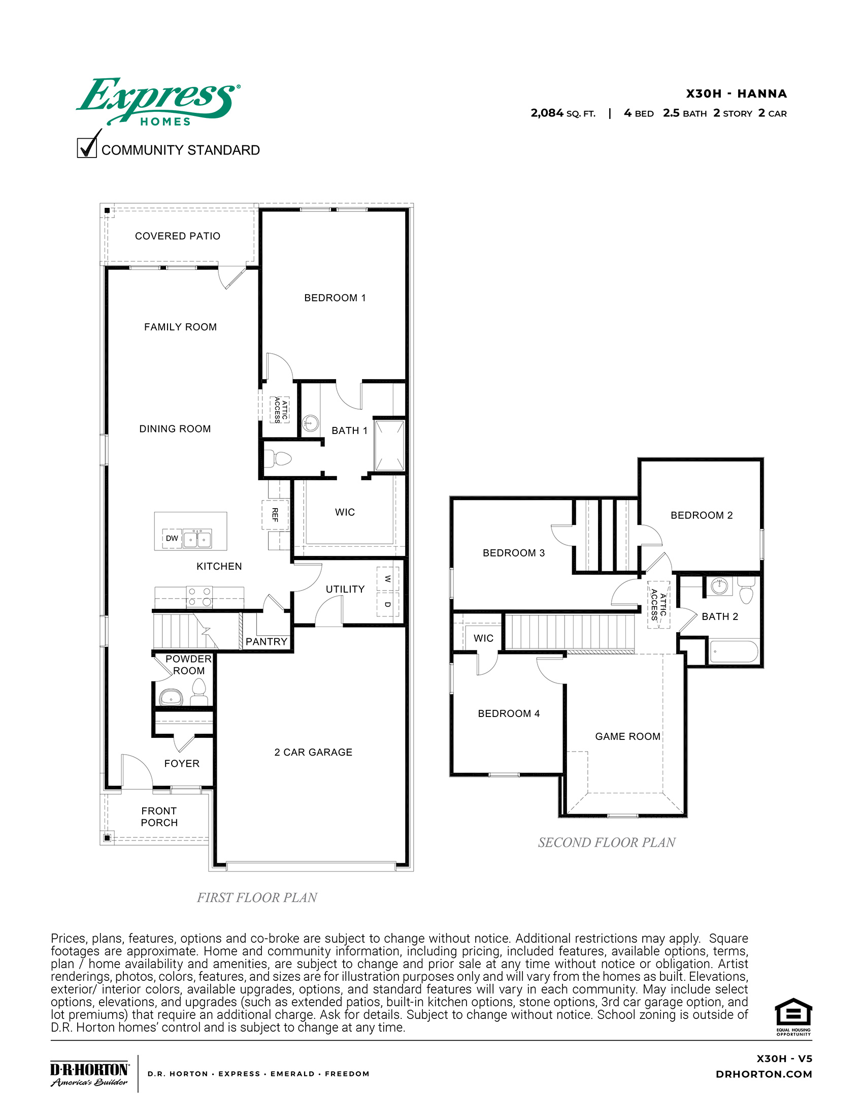 X30H Hanna floorplan rendering - Governor's Lots in Forney TX
