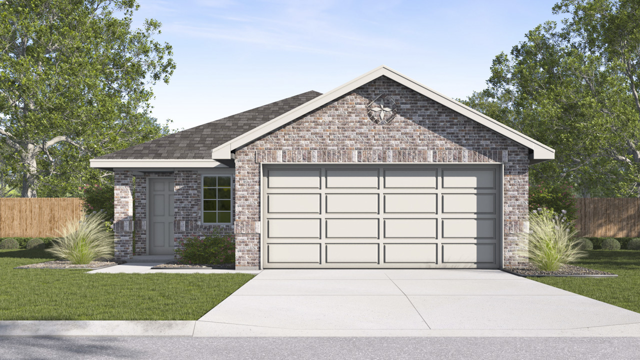 rendering of one story home with brick exterior