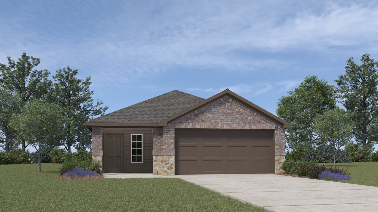 rendering of one story home with brick exterior