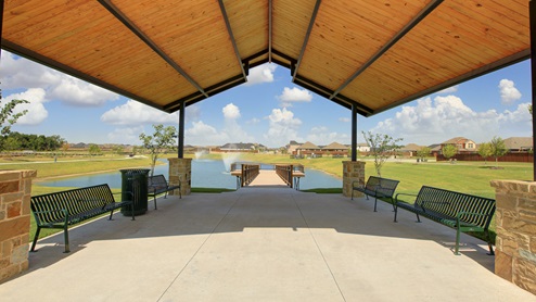Elevon in Lavon, TX - D.R. Horton New Homes - Awning and Fishing Access Amenities