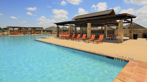 Elevon in Lavon, TX - D.R. Horton New Homes - Swimming Pool and Awning