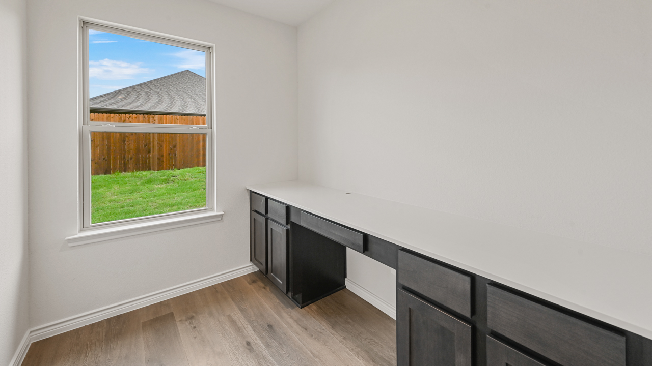 planning area with dark brown cabinets