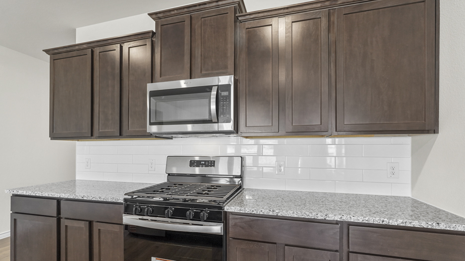 kitchen with brown cabinets