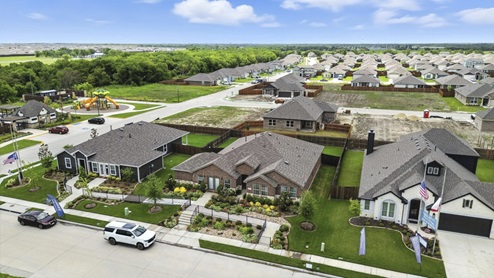 Arial view of community and surrounding homes