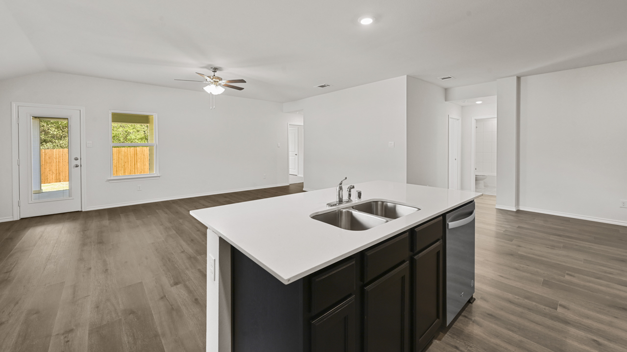 kitchen and living area