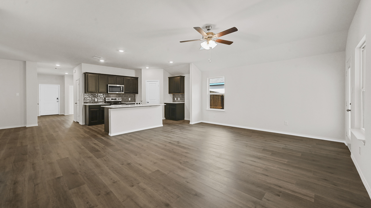 kitchen and living area