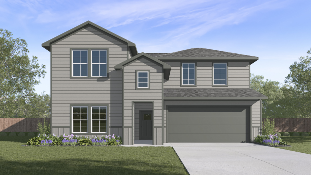 render of two story home with 2 car garage