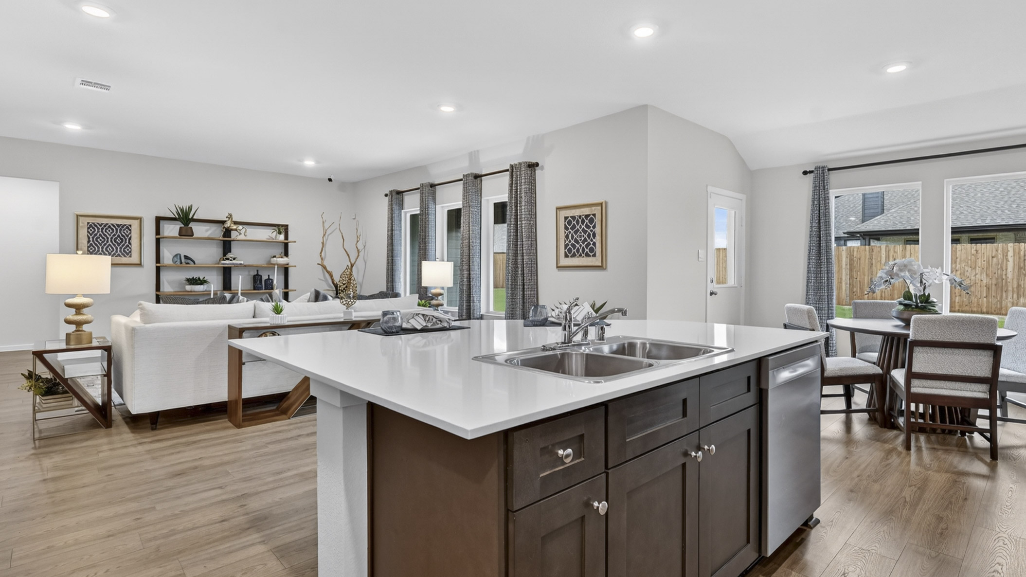 kitchen and living area