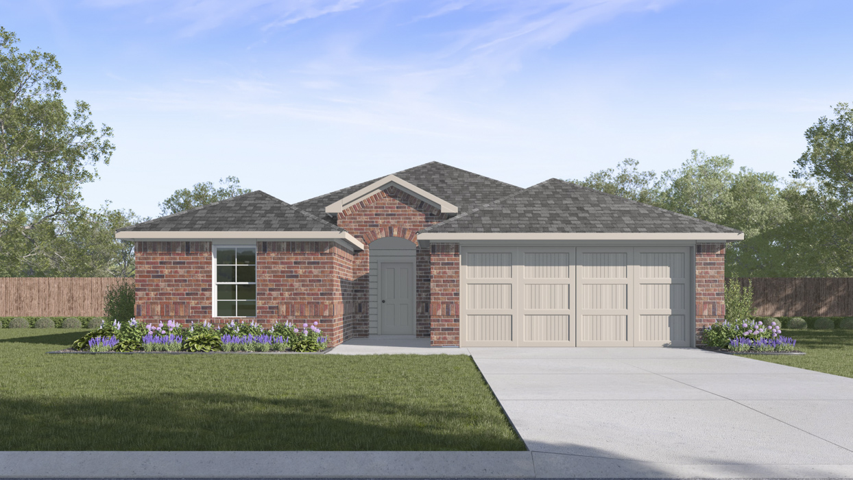rendering of one story home with brick exterior