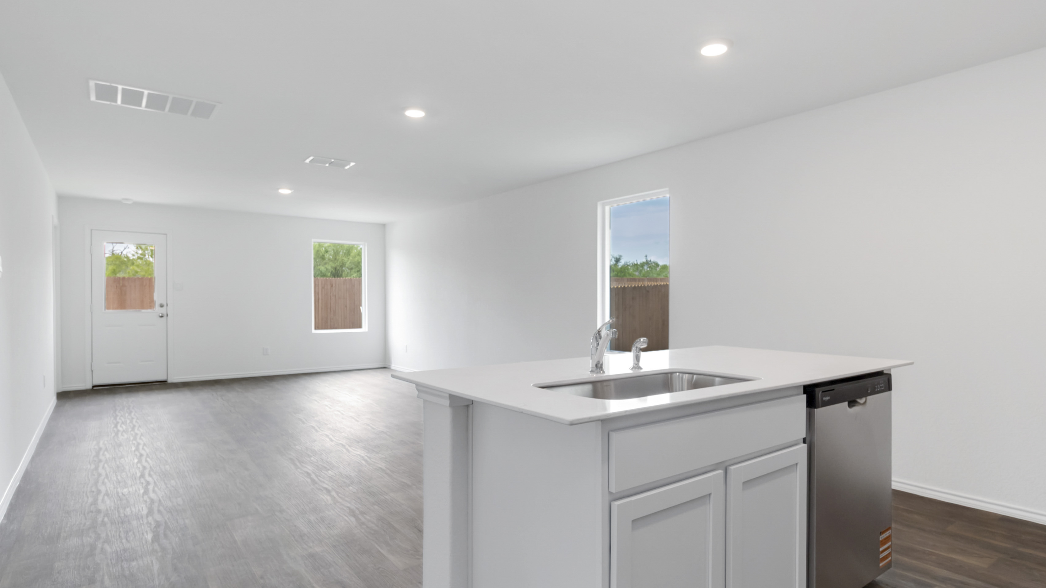 kitchen and living area