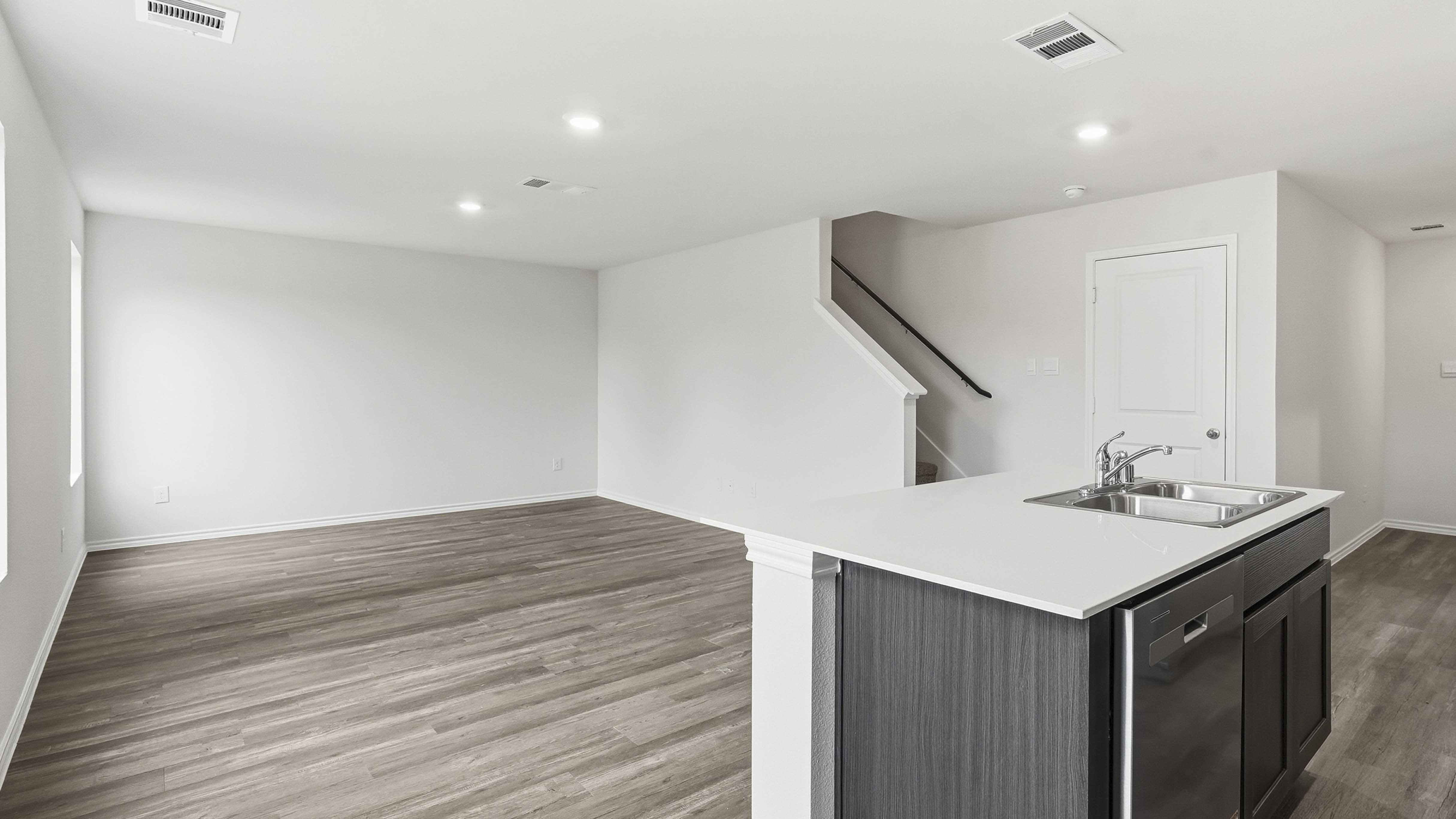 kitchen and living area