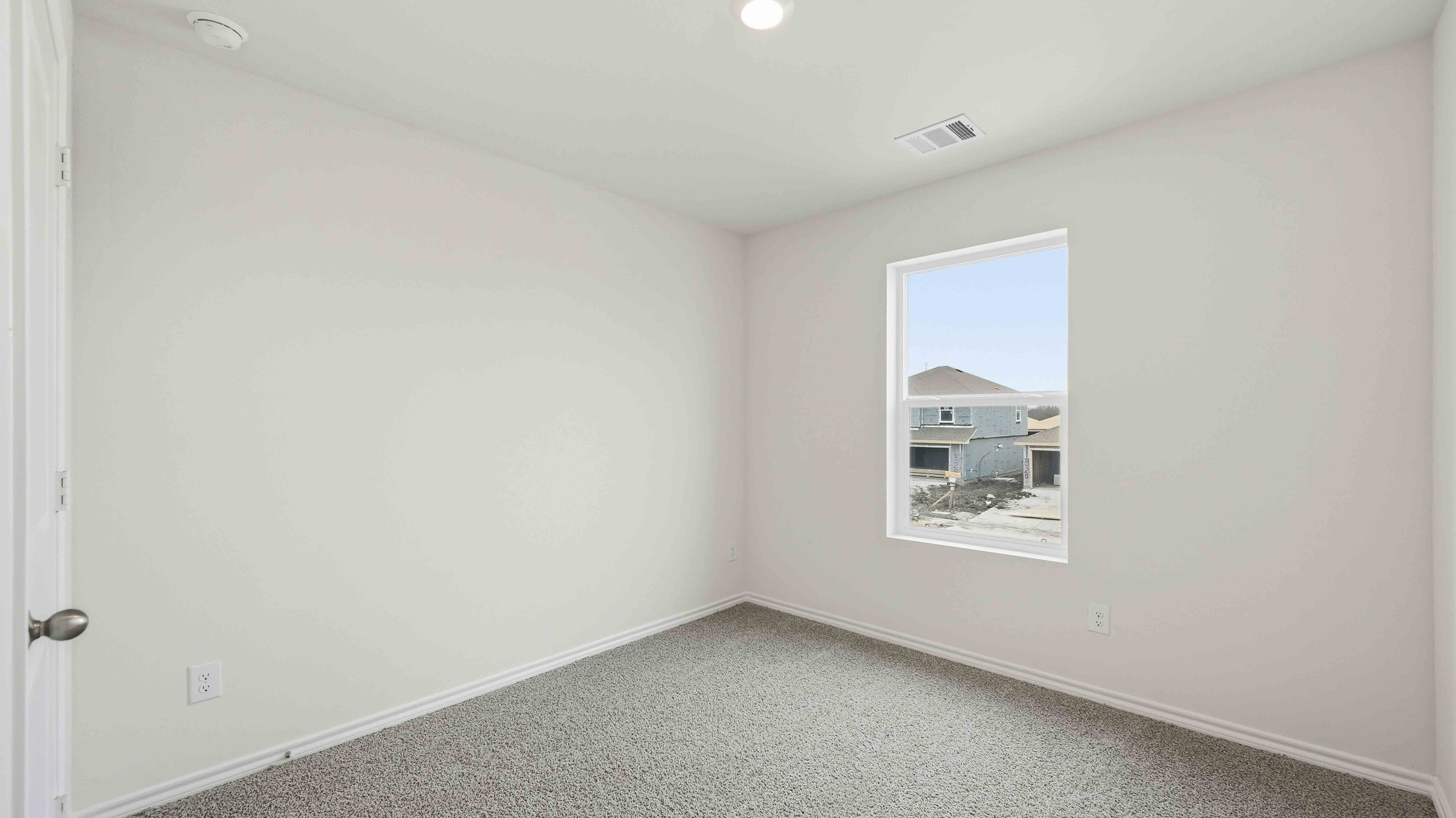 secondary bedroom with carpet and large window