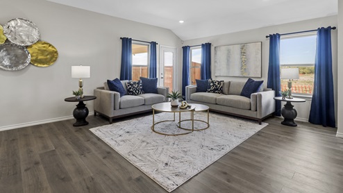 Open concept Living area with two large windows