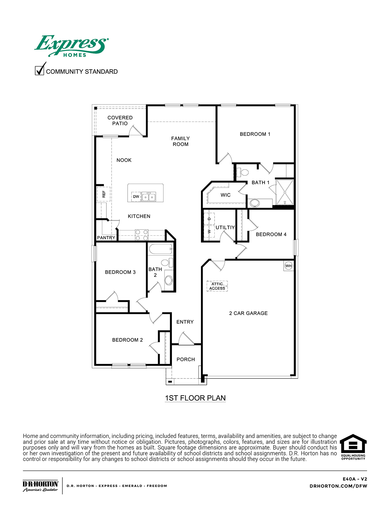 E40A Floorplan New Home Elevation in Riverfield of Josephine TX