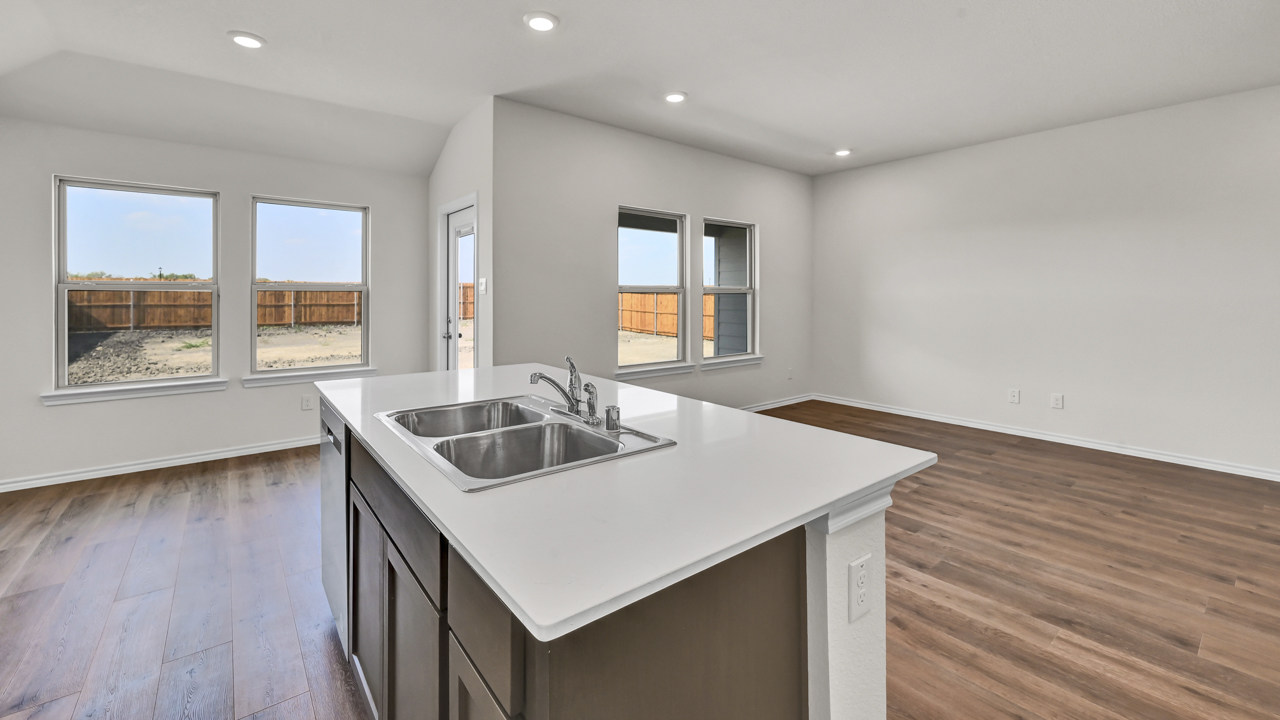X40A kitchen island with view of living area