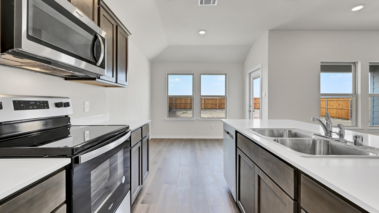 X40A kitchen with dining area in background